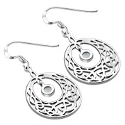Rainbow Moonstone Celtic Knot Silver Earrings - e307